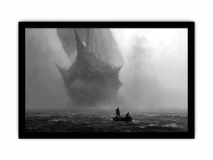 ghost ship black white canvas office decor