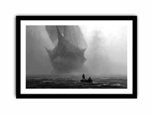 ghost ship black white canvas office decor