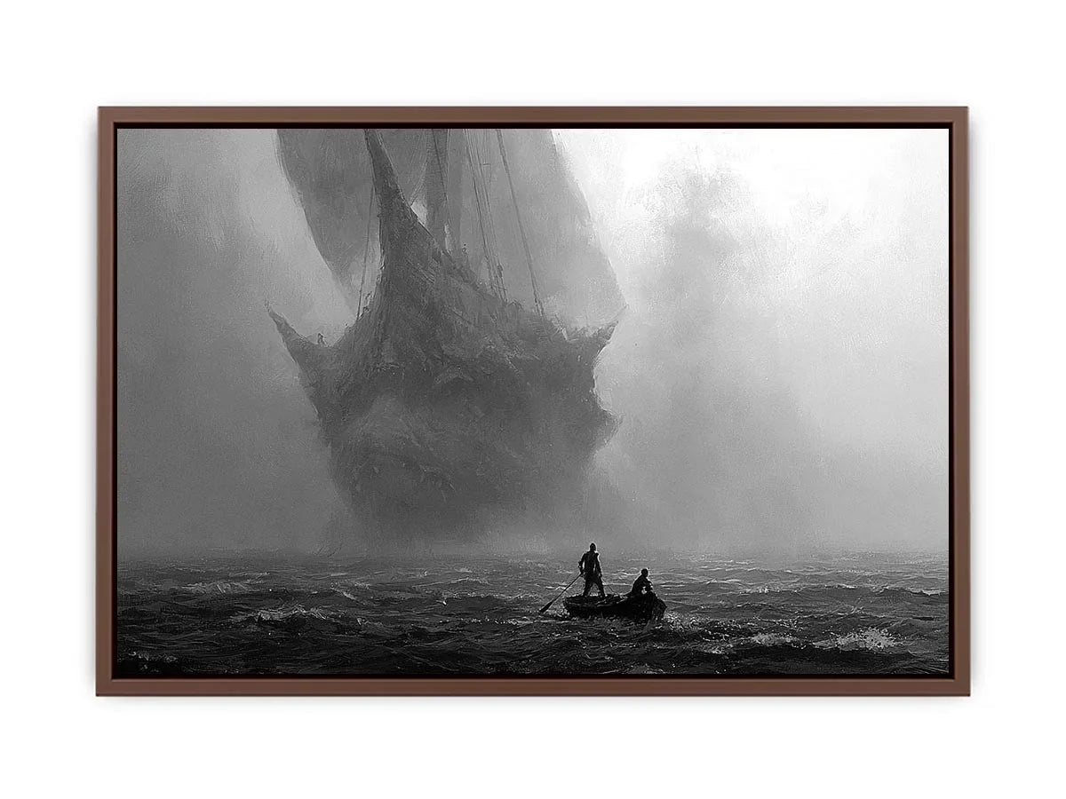 ghost ship black white canvas office decor