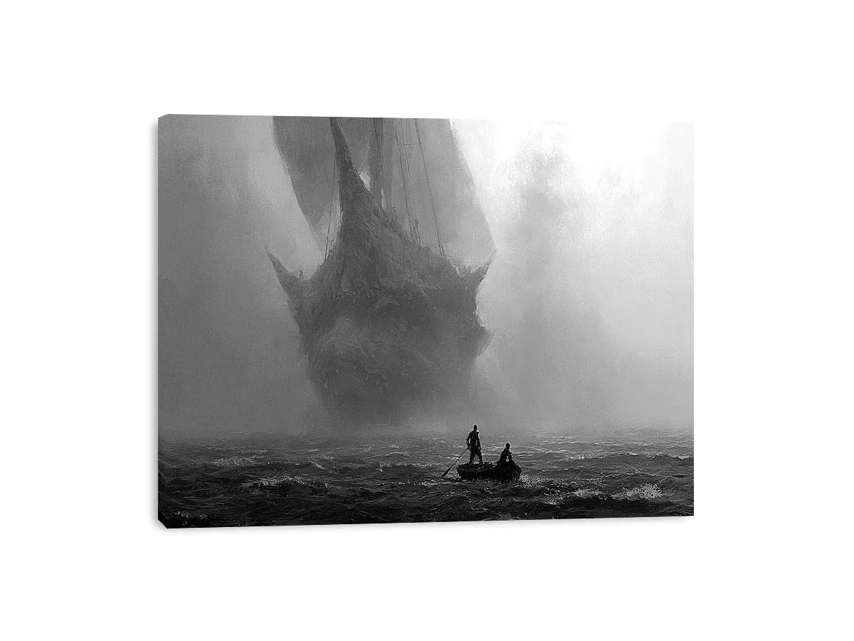 ghost ship black white canvas office decor