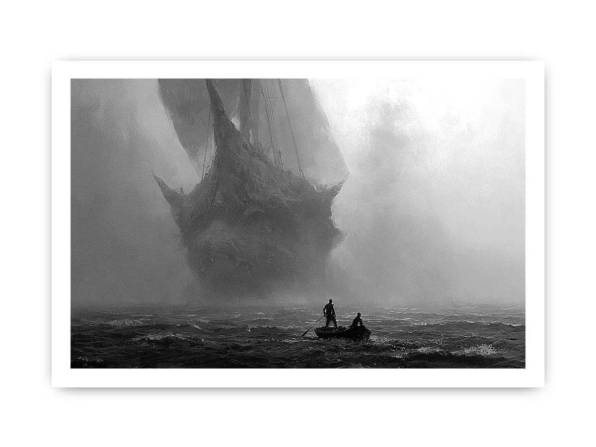 ghost ship black white canvas office decor