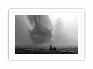 ghost ship black white canvas office decor
