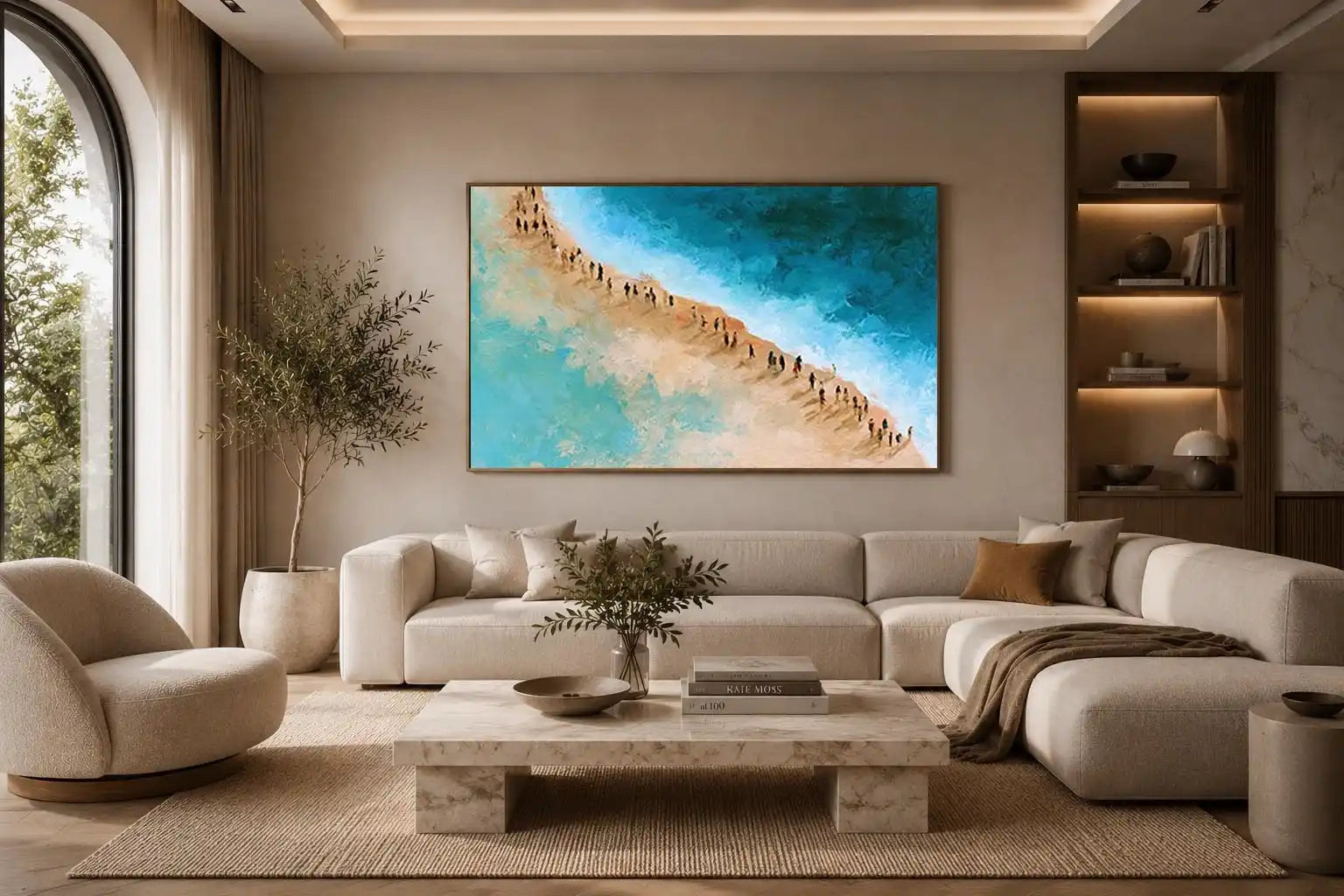 aerial beach turquoise water canvas coastal decor