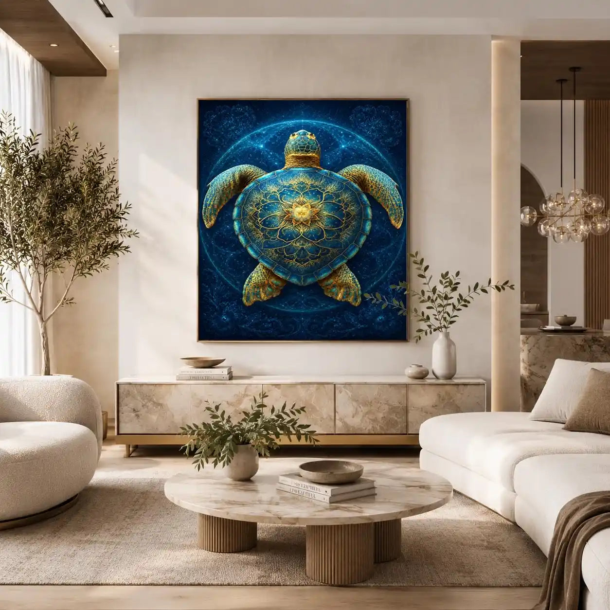   ornate sea turtle canvas art coastal room