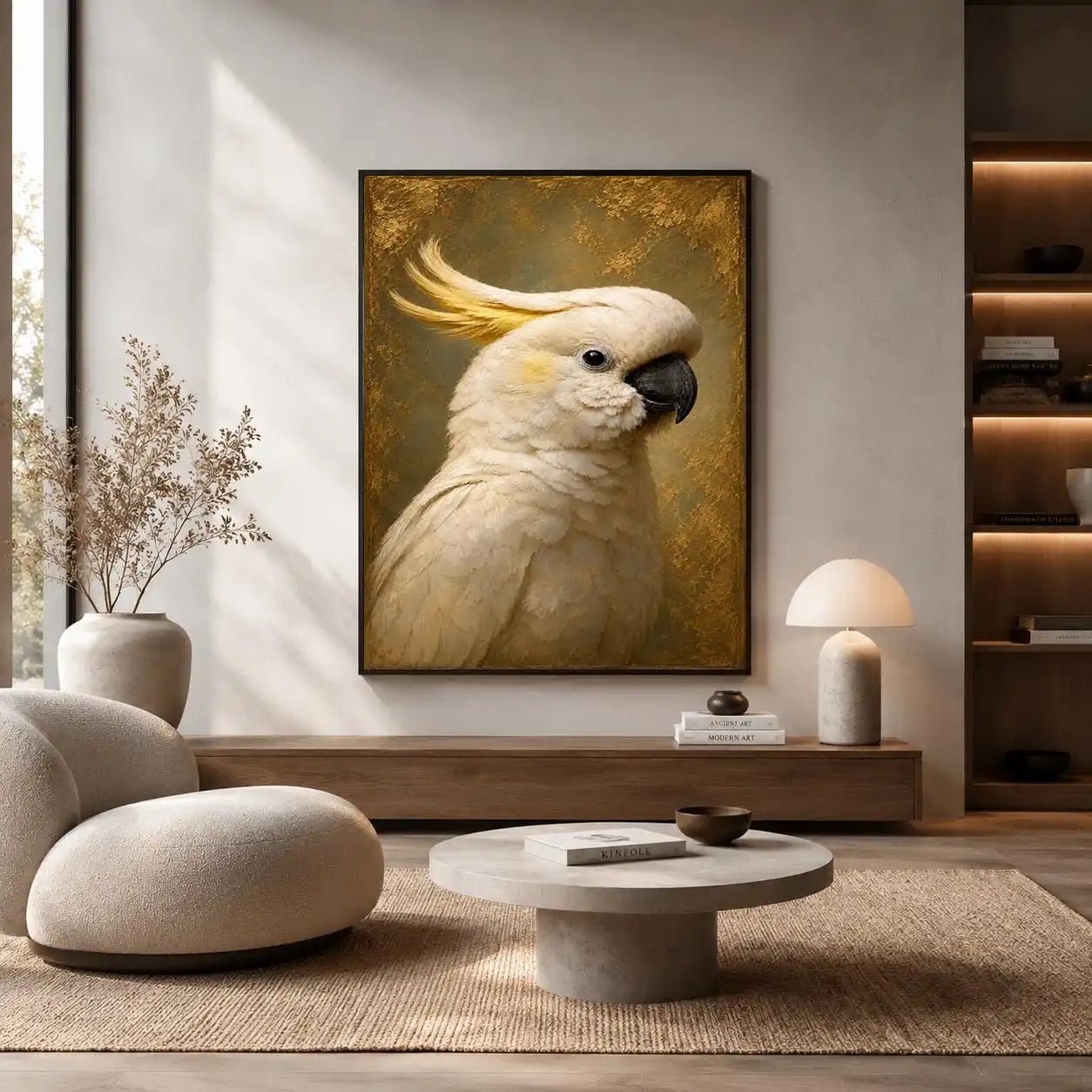   white cockatoo canvas print neutral decor