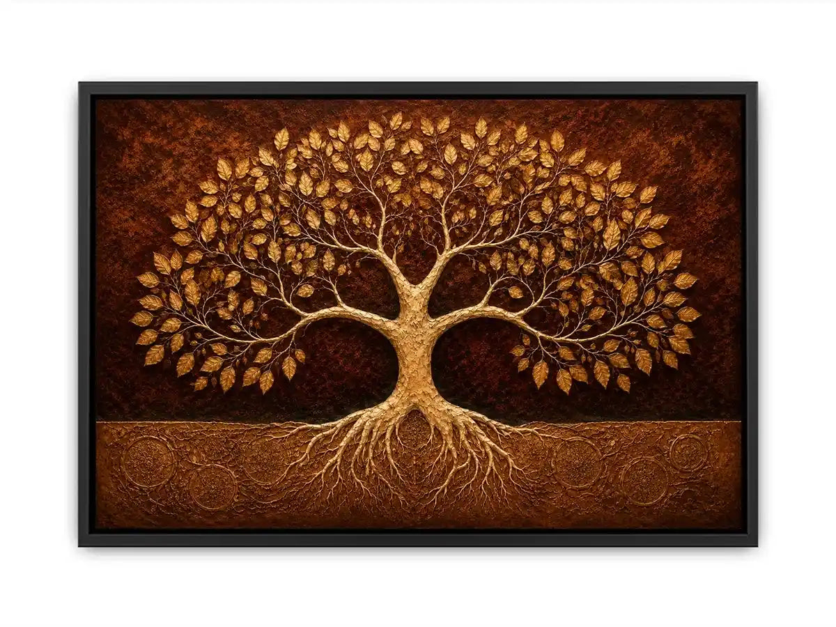   golden tree canvas art warm luxury decor