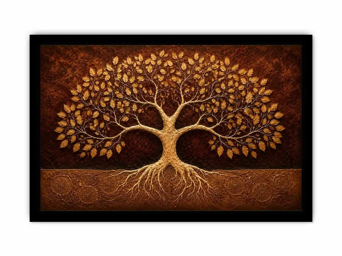   golden tree canvas art warm luxury decor