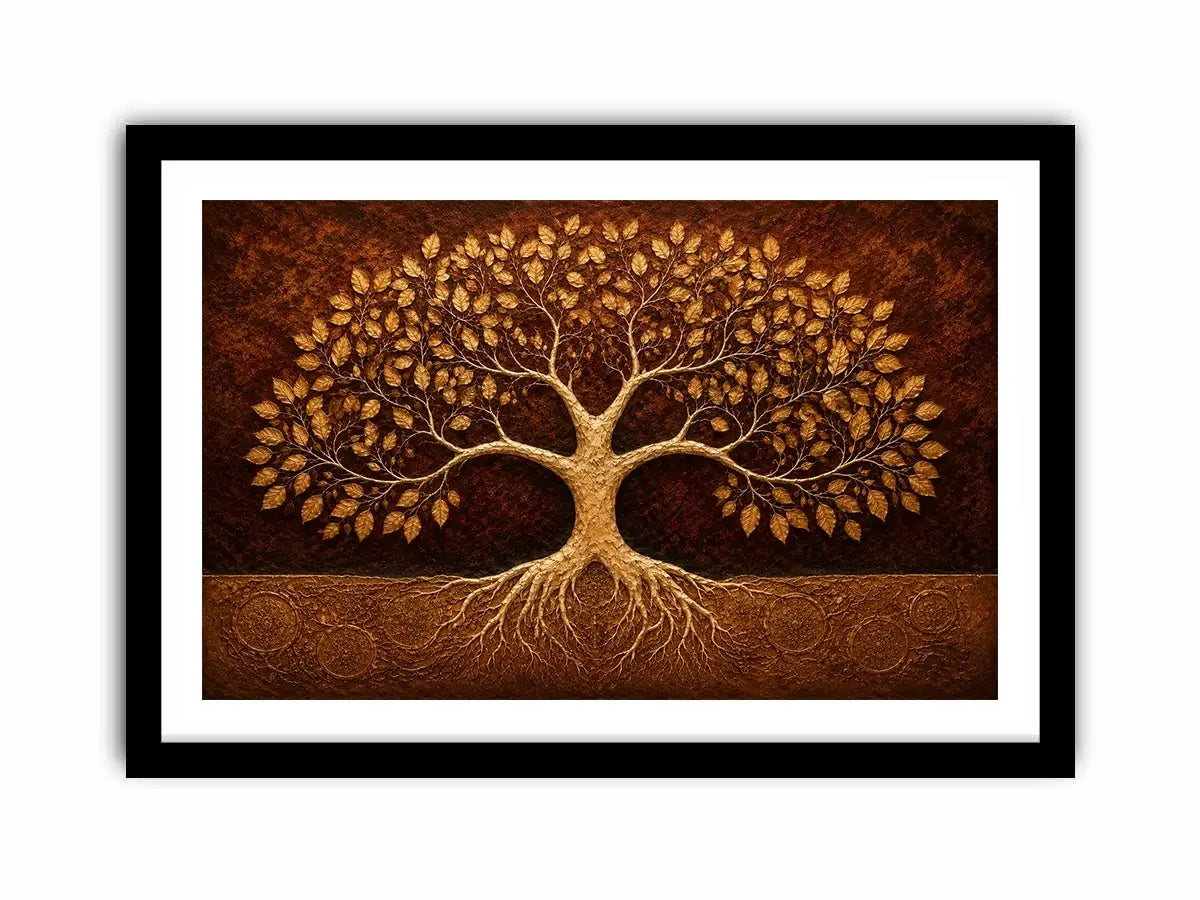   golden tree canvas art warm luxury decor