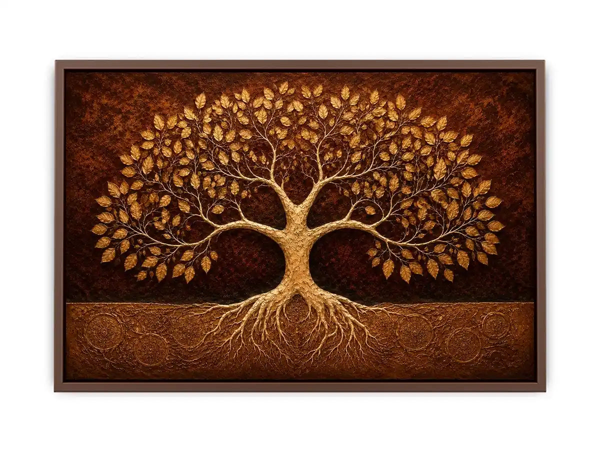   golden tree canvas art warm luxury decor