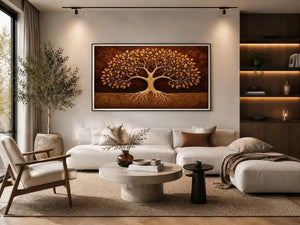   golden tree canvas art warm luxury decor