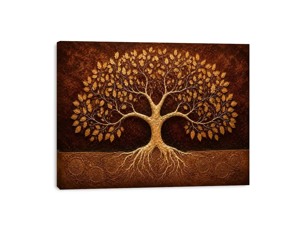   golden tree canvas art warm luxury decor