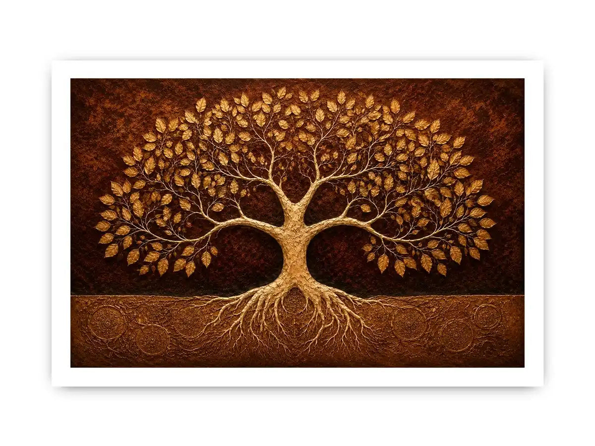   golden tree canvas art warm luxury decor