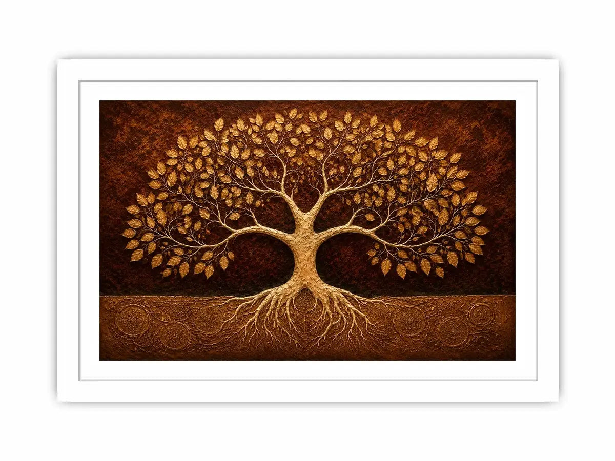   golden tree canvas art warm luxury decor
