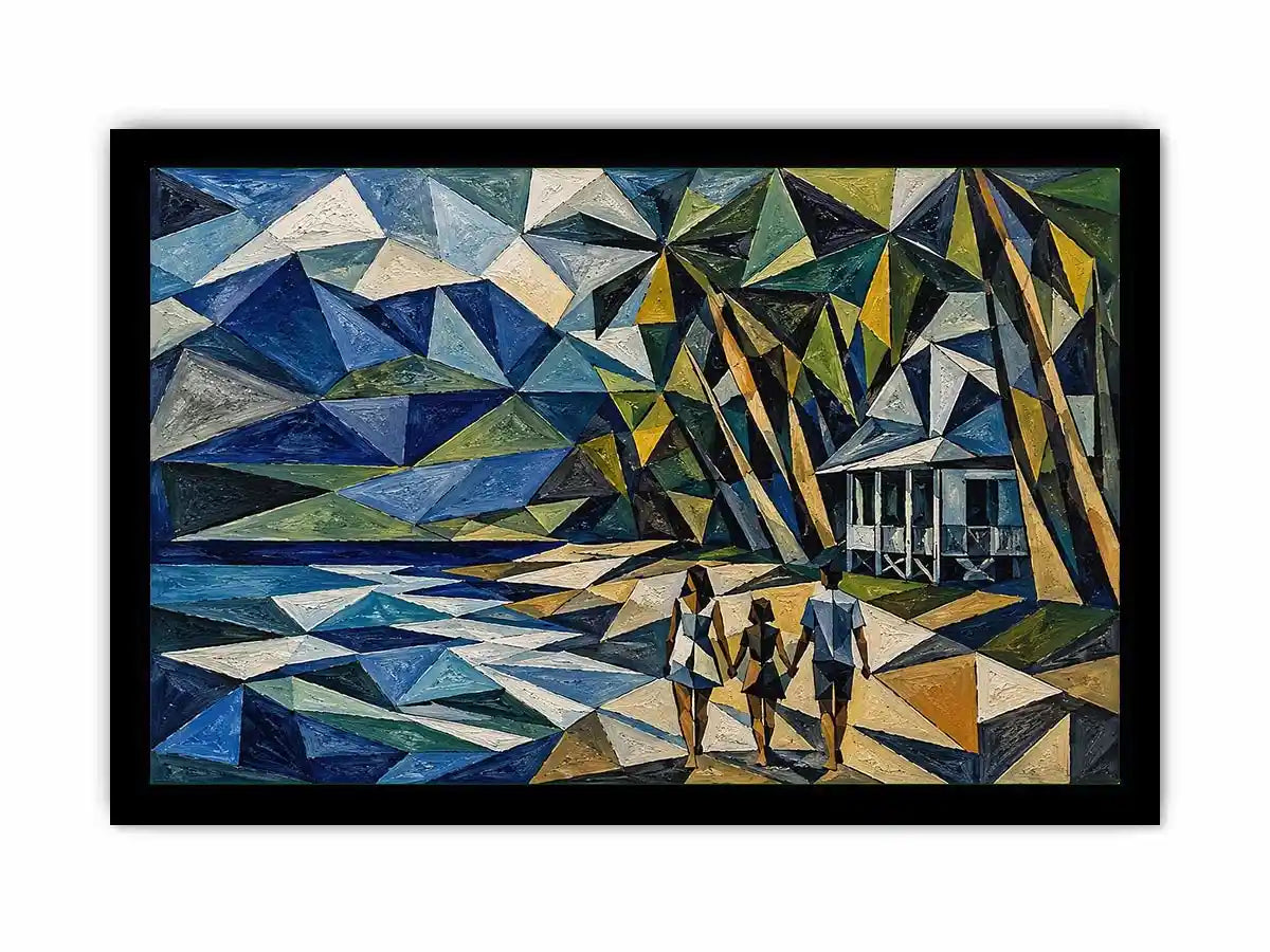 geometric coastal beach house canvas living room