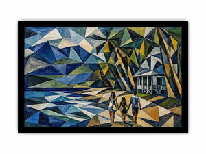 geometric coastal beach house canvas living room
