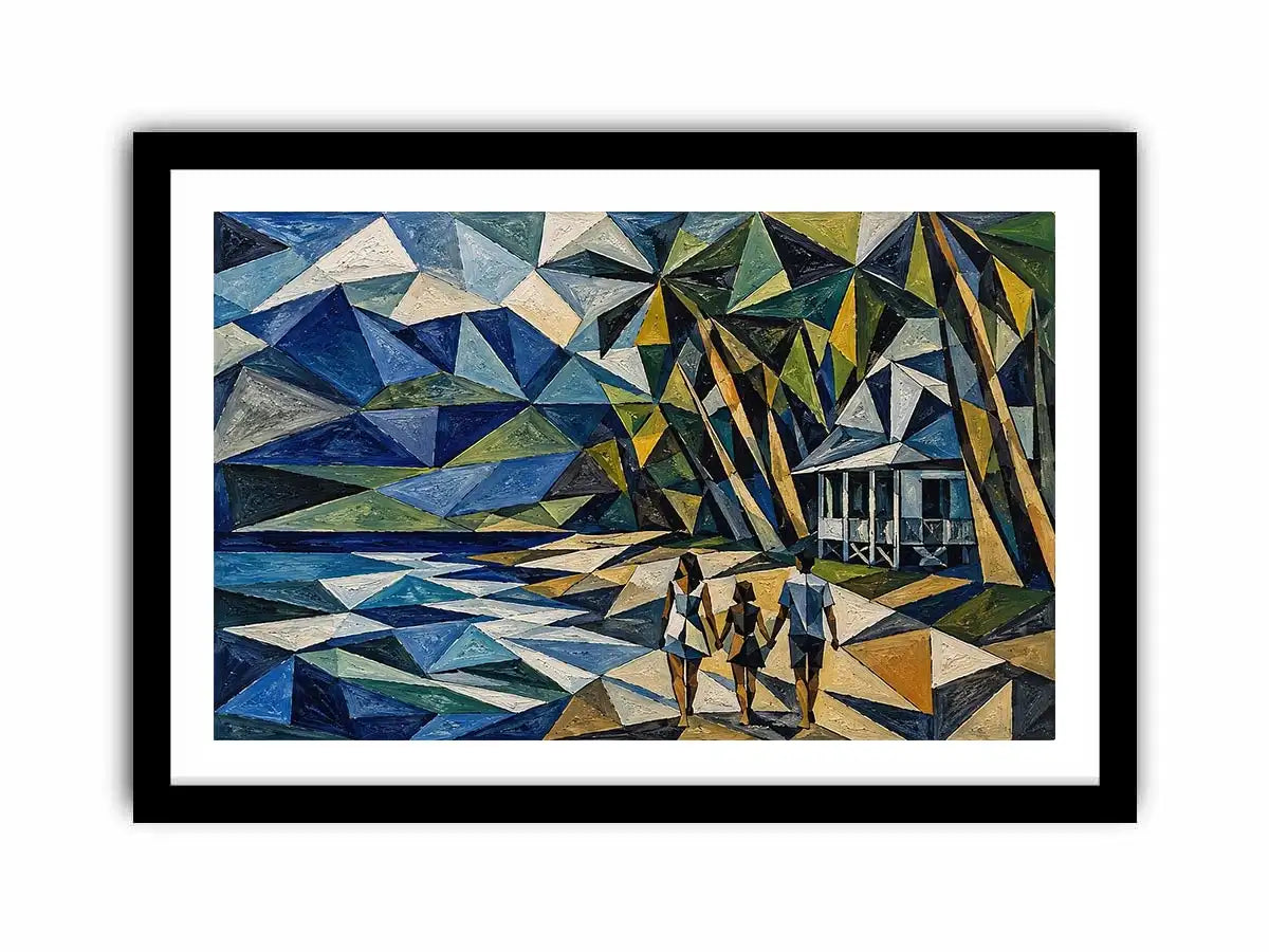 geometric coastal beach house canvas living room