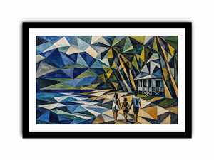 geometric coastal beach house canvas living room