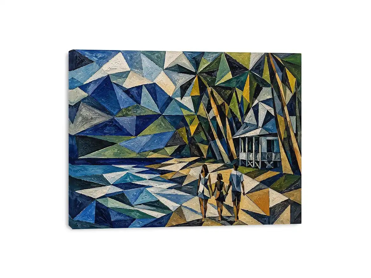 geometric coastal beach house canvas living room