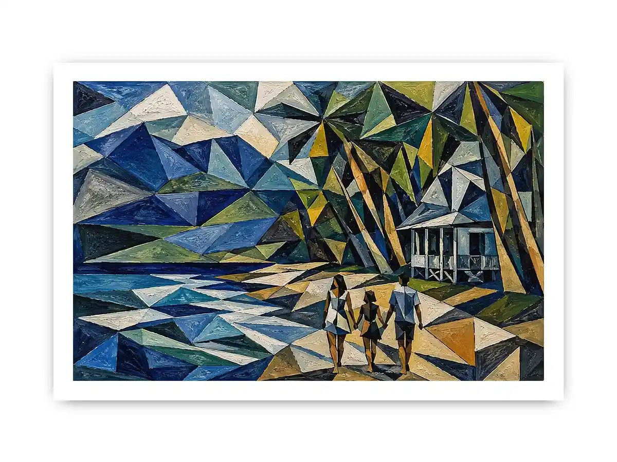 geometric coastal beach house canvas living room