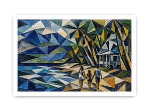 geometric coastal beach house canvas living room
