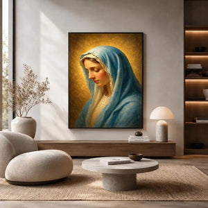   blue veil madonna canvas print