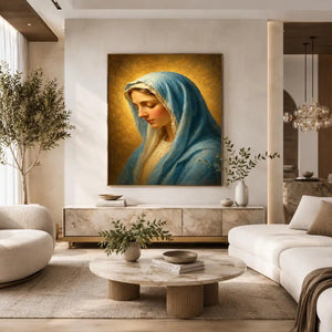   blue veil madonna canvas print