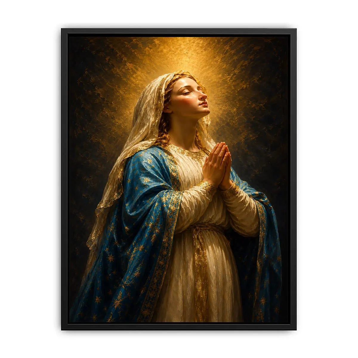   praying madonna blue gold canvas art