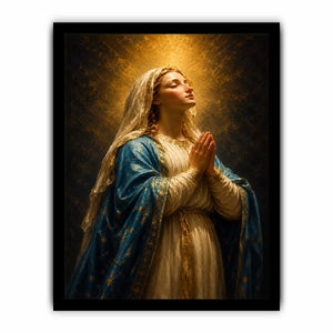   praying madonna blue gold canvas art