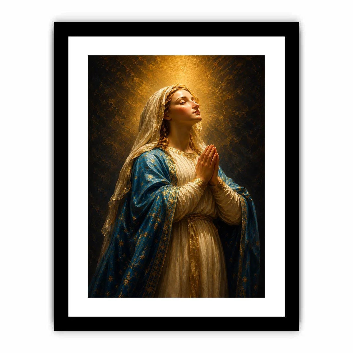   praying madonna blue gold canvas art