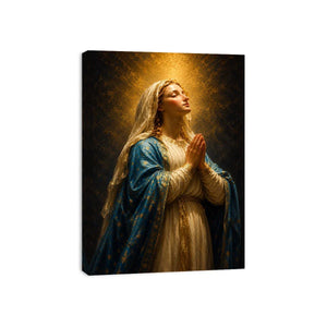   praying madonna blue gold canvas art