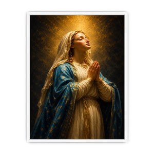   praying madonna blue gold canvas art