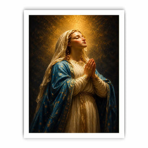   praying madonna blue gold canvas art
