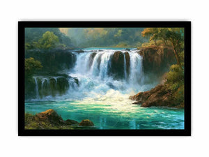 waterfall landscape turquoise water canvas living room