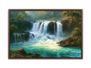 waterfall landscape turquoise water canvas living room