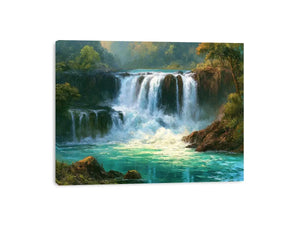 waterfall landscape turquoise water canvas living room
