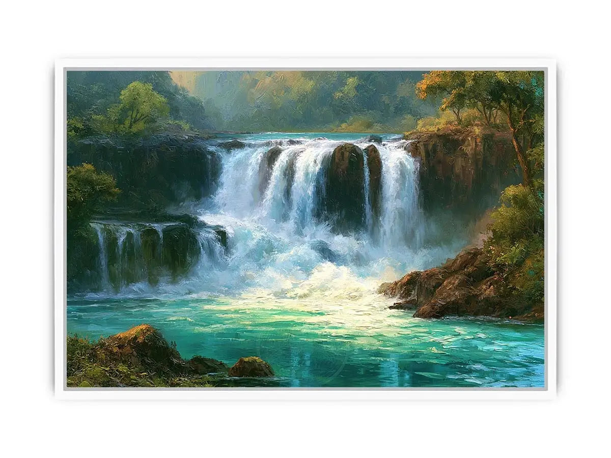 waterfall landscape turquoise water canvas living room