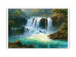 waterfall landscape turquoise water canvas living room