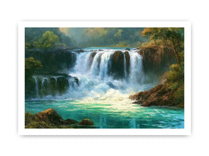 waterfall landscape turquoise water canvas living room