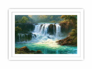 waterfall landscape turquoise water canvas living room