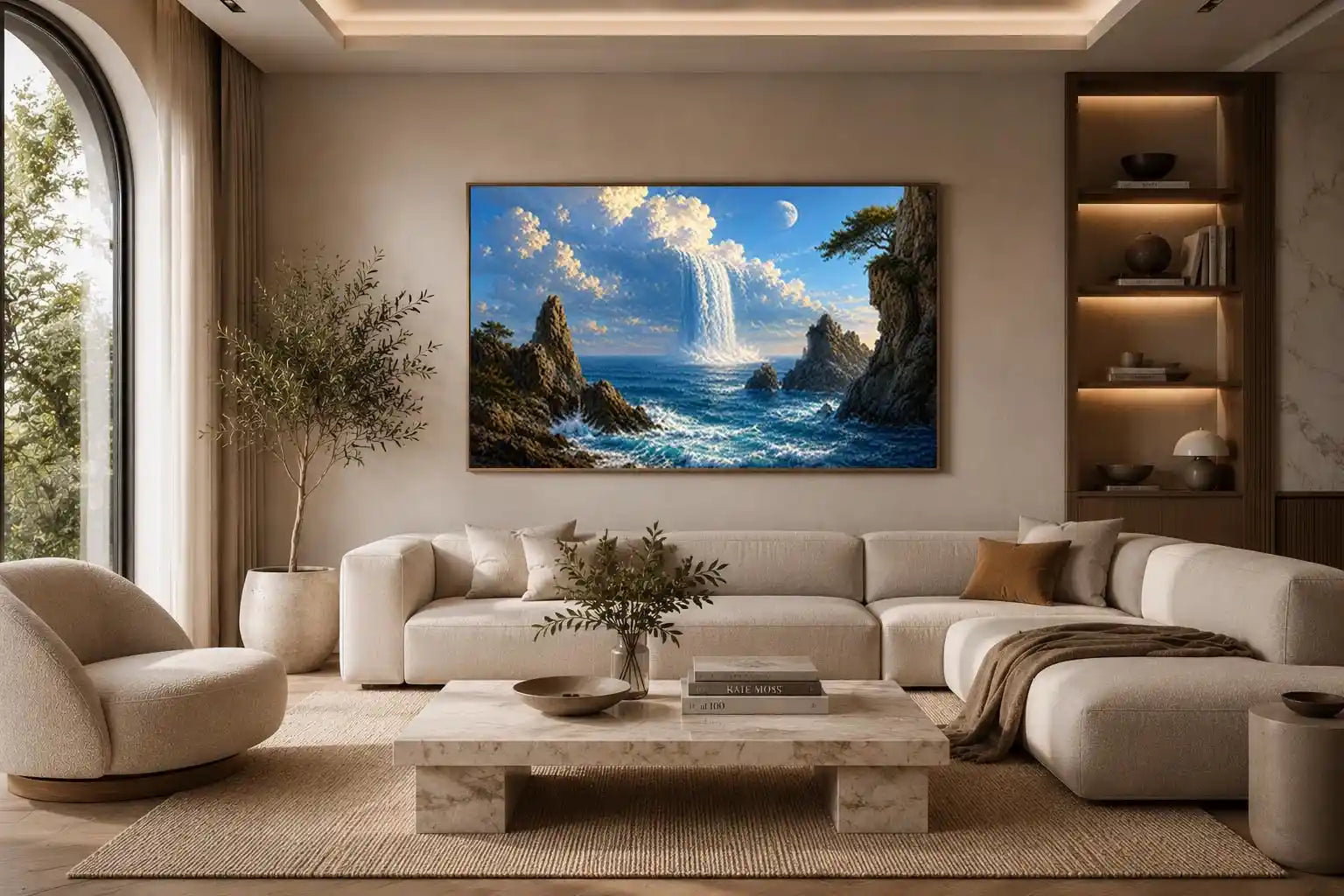   surreal ocean waterfall canvas print