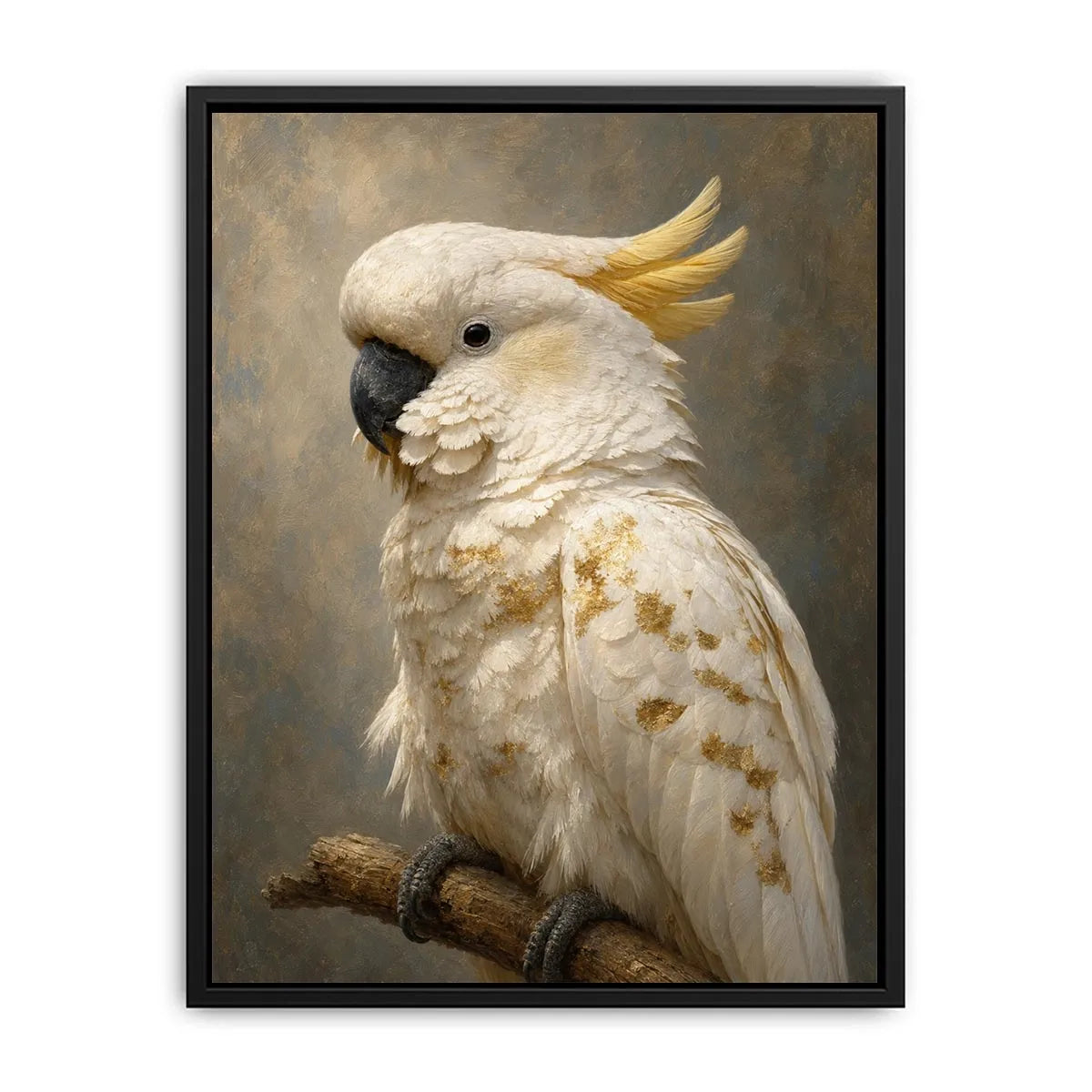   white cockatoo gold accent canvas art