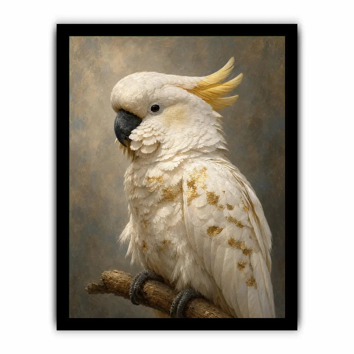   white cockatoo gold accent canvas art