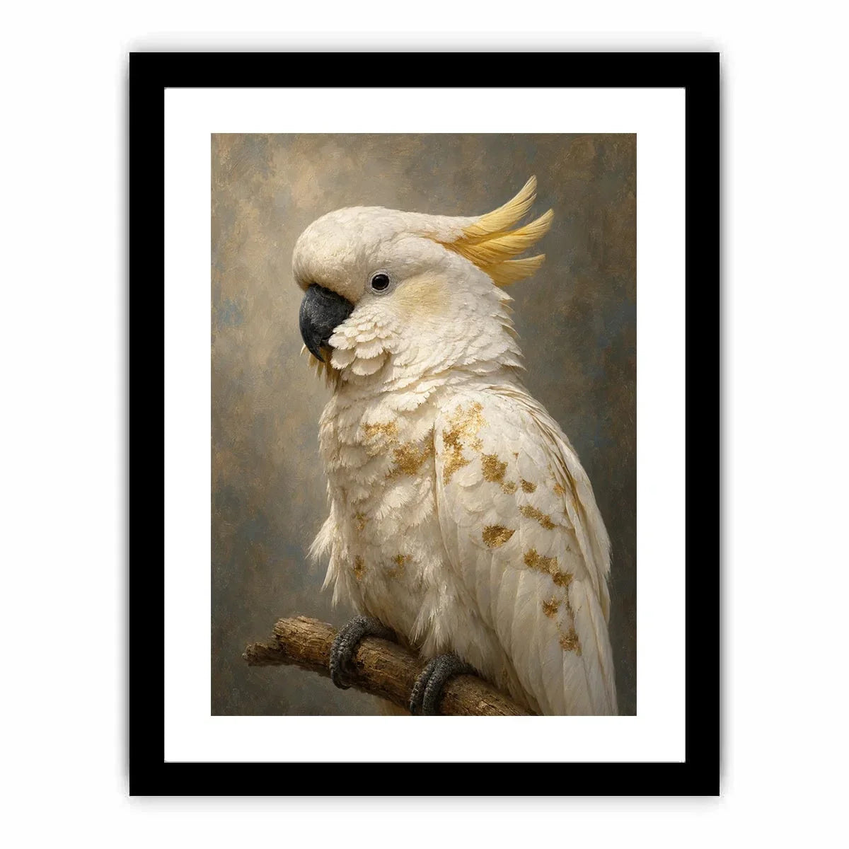   white cockatoo gold accent canvas art