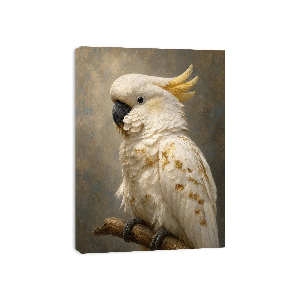   white cockatoo gold accent canvas art