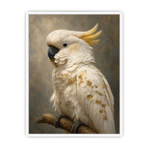   white cockatoo gold accent canvas art