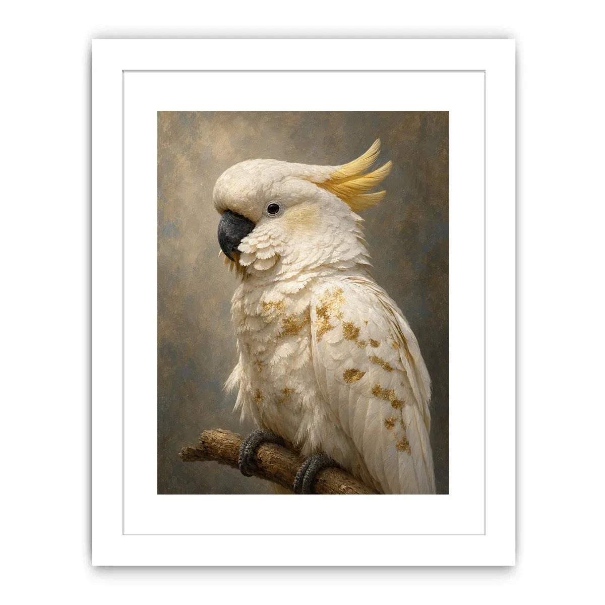   white cockatoo gold accent canvas art
