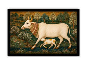   traditional cow calf canvas print