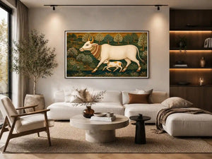  traditional cow calf canvas print