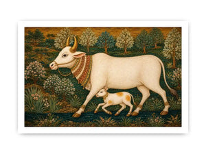   traditional cow calf canvas print
