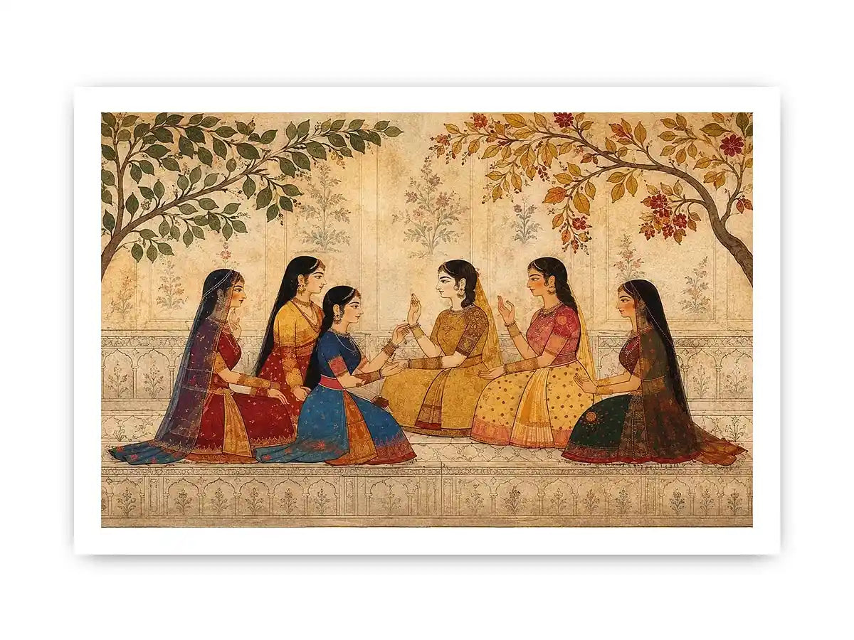 traditional women garden canvas
